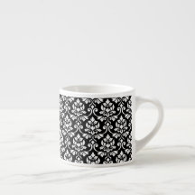 Feuille Damask Pattern White op Black