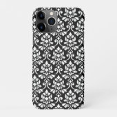 Feuille Damask Pattern White op Black iPhone Hoesje (Achterkant)