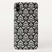 Feuille Damask Pattern White op Black iPhone Hoesje (Achterkant)