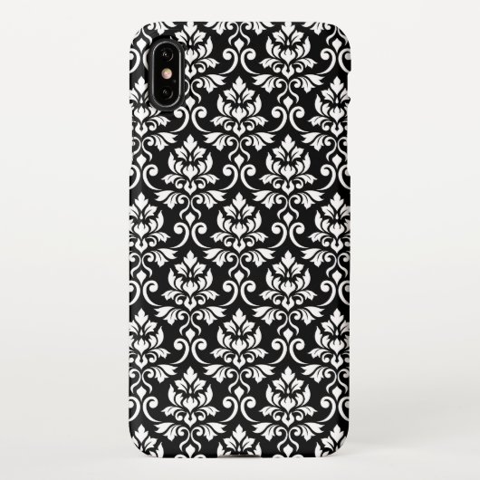 Feuille Damask Pattern White op Black iPhone Hoesje (Achterkant)