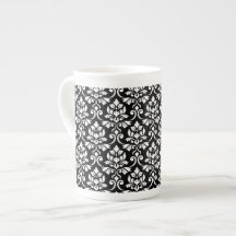 Feuille Damask Pattern White op Black