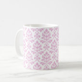 Feuille Damask Pink op White Big Pattern Koffiemok (Voorkant links)