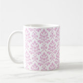 Feuille Damask Pink op White Big Pattern Koffiemok (Links)