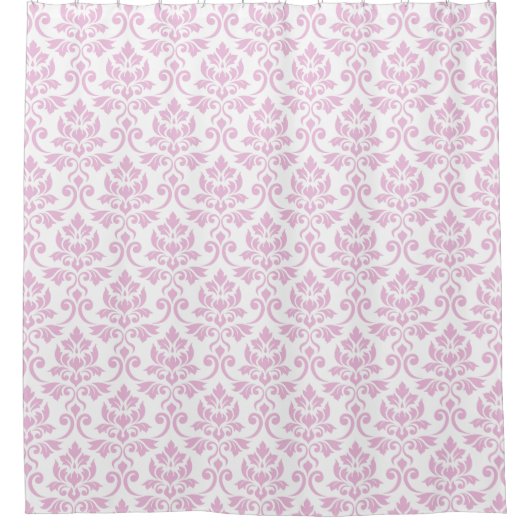 Feuille Damask Rpt Pattern roze op White Douchegordijn (Voorkant)