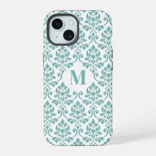 Feuille Damask Teel Patroon (Op Maat) iPhone 15 Case