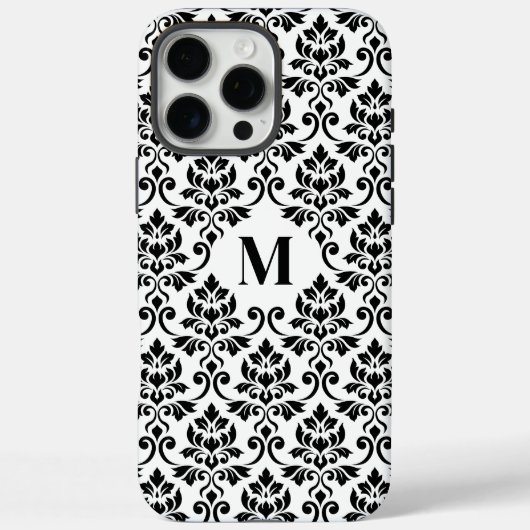 Feuille Damask Zwart Patroon (Aangepast) Case-Mate iPhone Case (Achterkant)