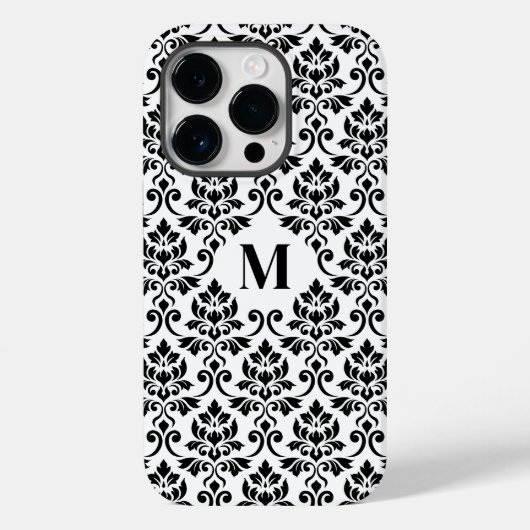 Feuille Damask Zwart Patroon (Aangepast) Case-Mate iPhone Case (Achterkant)