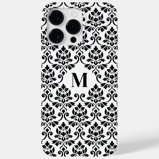 Feuille Damask Zwart Patroon (Aangepast) Case-Mate iPhone Case (Achterkant)
