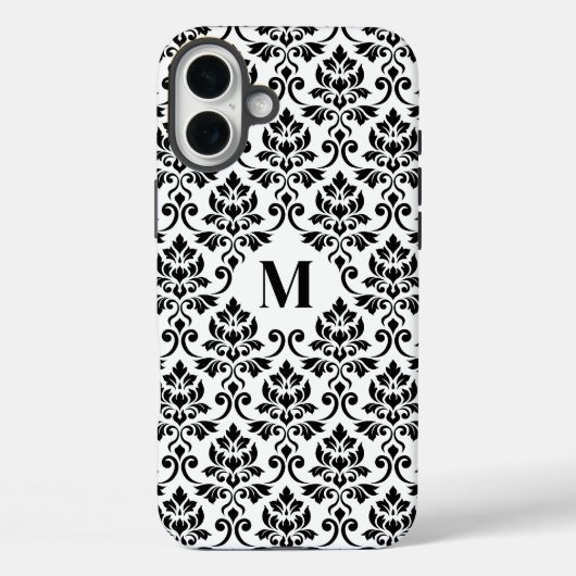 Feuille Damask Zwart Patroon (Aangepast) Case-Mate iPhone Case (Achterkant)