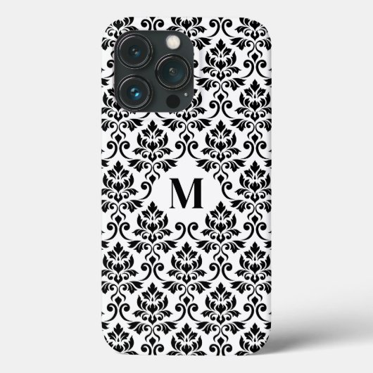 Feuille Damask Zwart Patroon (Aangepast) Case-Mate iPhone Case (Achterkant)