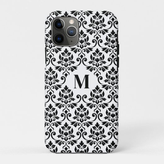 Feuille Damask Zwart Patroon (Aangepast) Case-Mate iPhone Case (Achterkant)