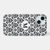 Feuille Damask Zwart Patroon (Aangepast) iPhone 15 Case (Achterkant horizontaal)
