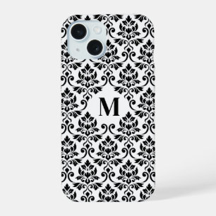 Feuille Damask Zwart Patroon (Aangepast) iPhone 15 Case