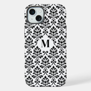 Feuille Damask Zwart Patroon (Aangepast) iPhone 15 Plus Case