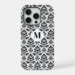Feuille Damask Zwart Patroon (Aangepast) iPhone 15 Pro Case
