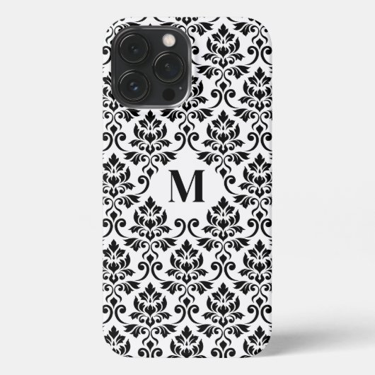 Feuille Damask Zwart Patroon (Aangepast) iPhone Hoesje (Achterkant)