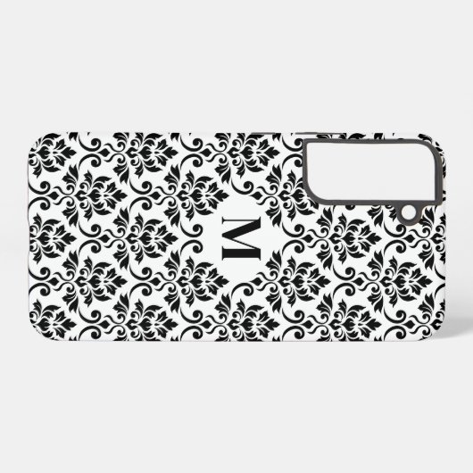 Feuille Damask Zwart Patroon (Aangepast) Samsung Galaxy Hoesje (Achterkant horizontaal)