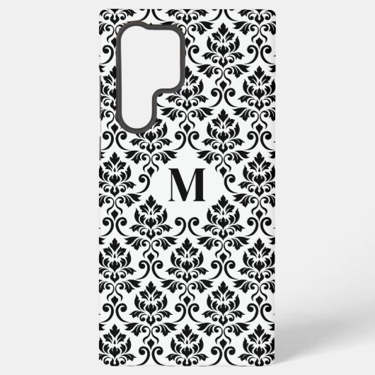 Feuille Damask Zwart Patroon (Aangepast) Samsung Galaxy Hoesje (Achterkant)