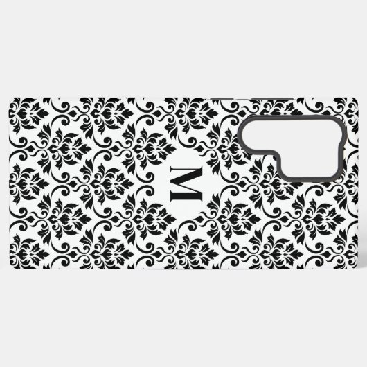 Feuille Damask Zwart Patroon (Aangepast) Samsung Galaxy Hoesje (Achterkant horizontaal)