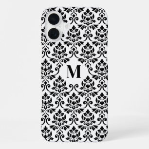 Feuille Damask Zwart Patroon (Op Maat) iPhone 16 Plus Hoesje