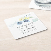 Feun Waterverf Summer Beach Wedding Kartonnen Onderzetters (Schuin)