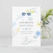 Feun Waterverf Summer Beach Wedding Save The Date (Staand voorkant)