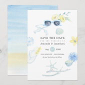 Feun Waterverf Summer Beach Wedding Save The Date (Voorkant / Achterkant)