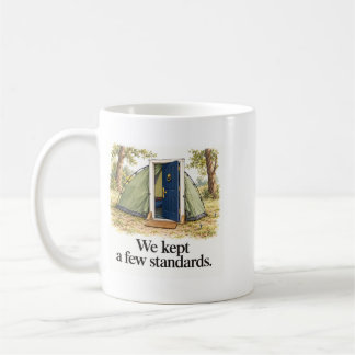 Few Standards Funny Camping Door Koffiemok