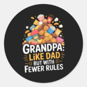 Fewer Rules Funny Grandpa  Ronde Sticker (Voorkant)