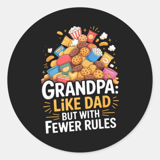 Fewer Rules Funny Grandpa  Ronde Sticker (Voorkant)