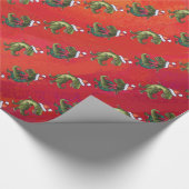 Fextive TRex Dino Pattern on Red Cadeaupapier (Hoek)