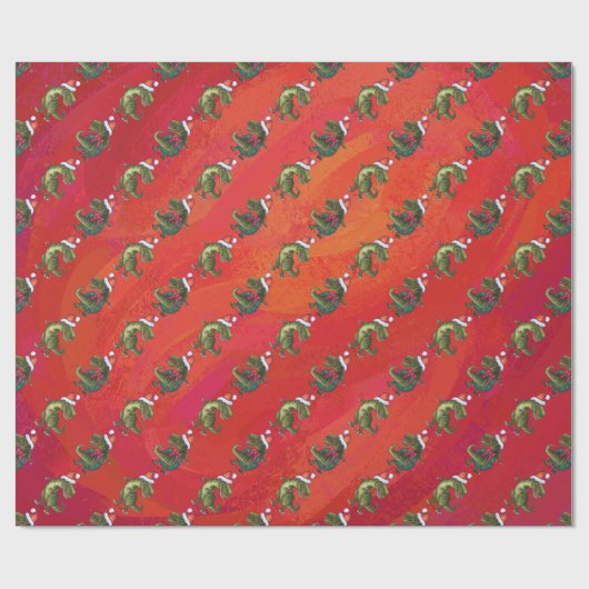 Fextive TRex Dino Pattern on Red Cadeaupapier (Vlak)