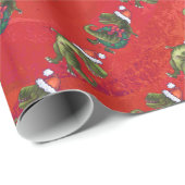 Fextive TRex Dino Pattern on Red Cadeaupapier (Rol Hoek)