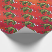 Fextive TRex Dino Pattern on Red Cadeaupapier (Hoek)