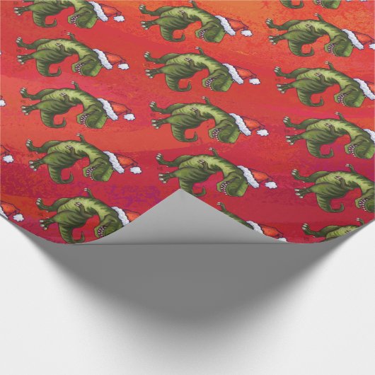 Fextive TRex Dino Pattern on Red Cadeaupapier (Hoek)