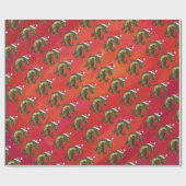 Fextive TRex Dino Pattern on Red Cadeaupapier (Vlak)