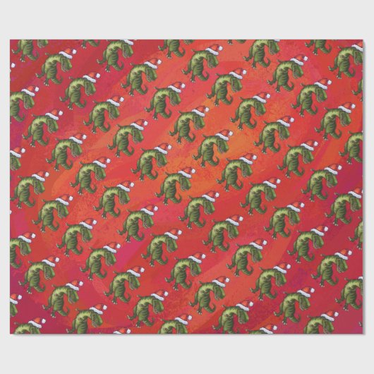 Fextive TRex Dino Pattern on Red Cadeaupapier (Vlak)