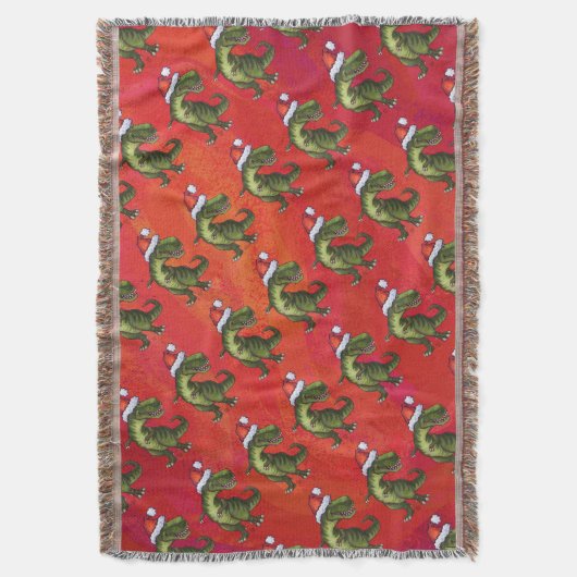 Fextive TRex Dino Pattern on Red Deken (Voorkant Verticaal)