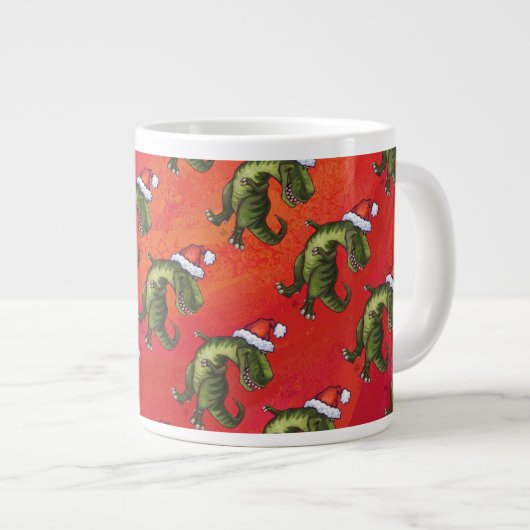 Fextive TRex Dino Pattern on Red Grote Koffiekop (Voorkant rechts)