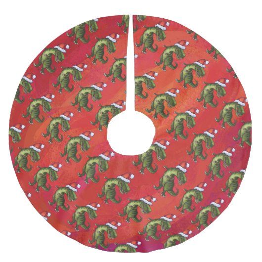 Fextive TRex Dino Pattern on Red Kerstboom Rok (Voorkant)