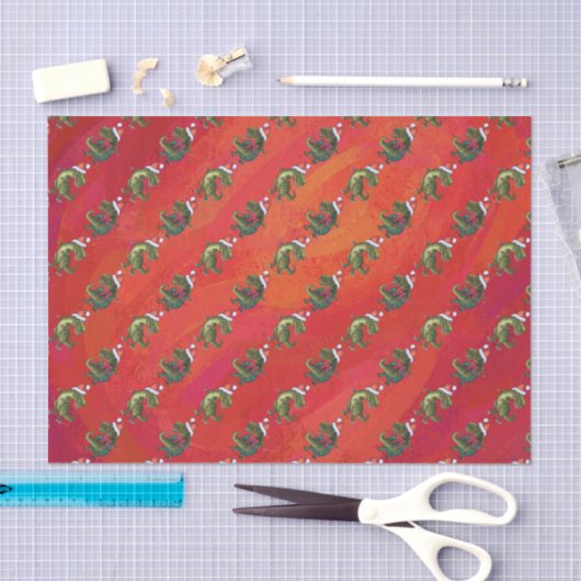 Fextive TRex Dino Pattern on Red Tissuepapier (Craft)