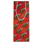 Fextive TRex Dino Pattern on Red Wijn Cadeautas (Achterkant)