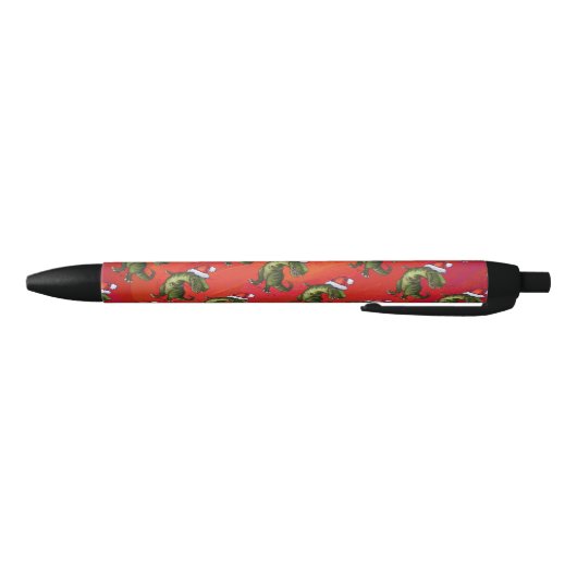 Fextive TRex Dino Pattern on Red Zwarte Inkt Pen (Bodem)