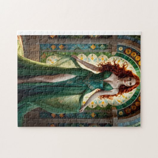 Fey vrouw met vloeiend rood haar en groene ogen Dr Legpuzzel (Horizontaal)