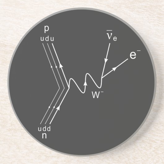 Feynmandiagram, protonneutronenverstrooiing zandsteen onderzetter (Voorkant)