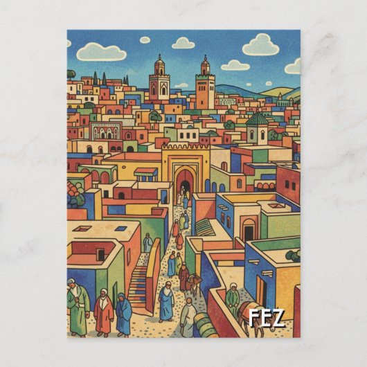 Fez Marokko Reizen Briefkaart (Voorkant)