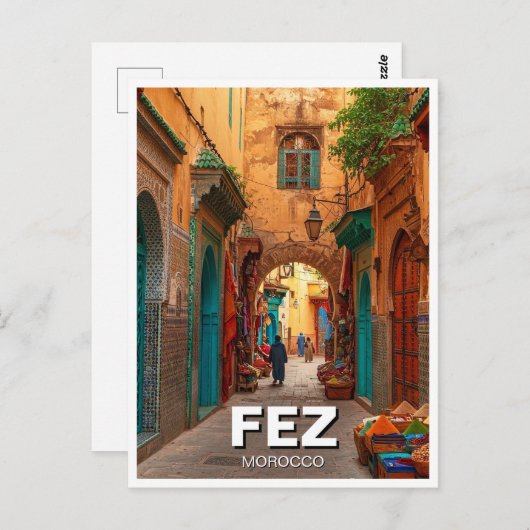 Fez Marokko Reizen Briefkaart (Voorkant / Achterkant)
