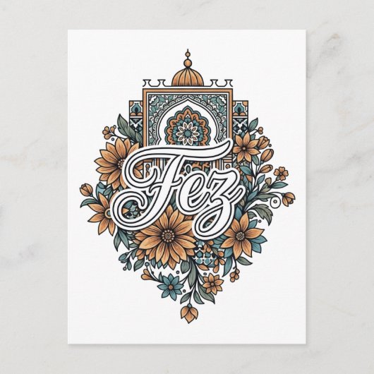 Fez Morocco Floral Feestdagenkaart (Voorkant)