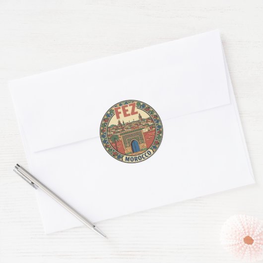 Fez Morocco Travel Ronde Sticker (Envelop)