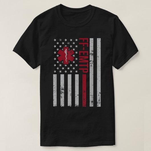 FF-EMTP Firefighter Paramedic USA Flag T-shirt (Design voorkant)
